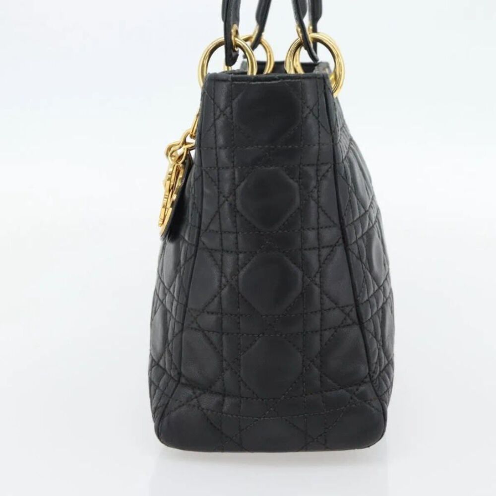 Christian Dior Vintage Lady Dior Cannage Quilt Lambskin Black Leather Handbag - Picture 4 of 16